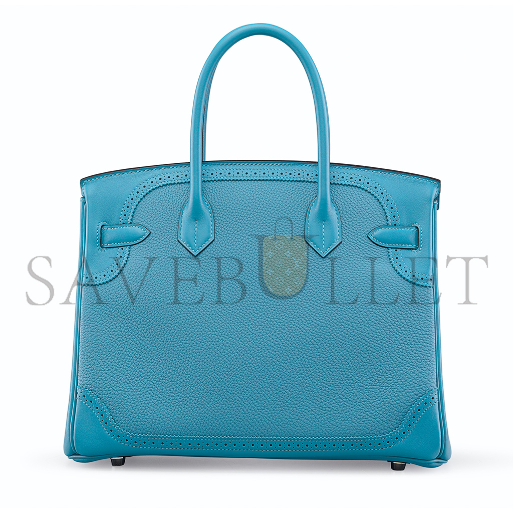 H**mes master birkin 30 lace series denim blue silver buckle h082653ck69 (30*22*15cm)